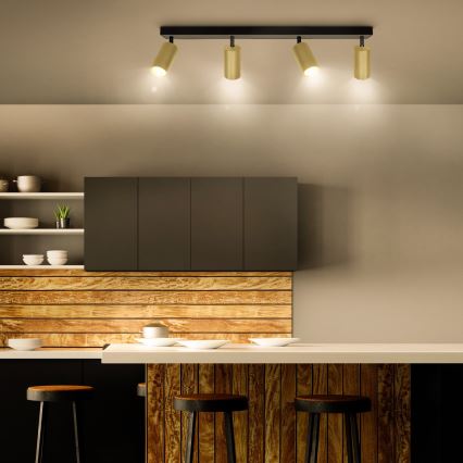 Brilagi - LED RGBW dimmbarer Einbaustrahler SELE GOLDEN 4xGU10/6W/230V 3000K schwarz/gold + Fernbedienung