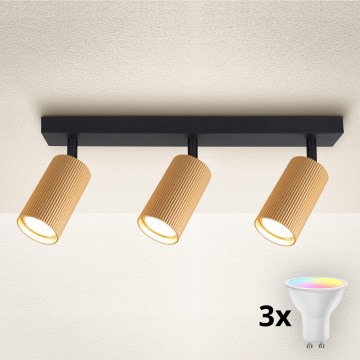 Brilagi - dimmbarer LED-RGBW-Strahler SELE MODERN 3×GU10/4,8W/230V 3000K Gold + Fernbedienung