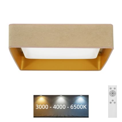 Brilagi - Dimmbare LED-Deckenleuchte VELVET SQUARE LED/24W/230V 3000/4000/6500K + Fernbedienung beige