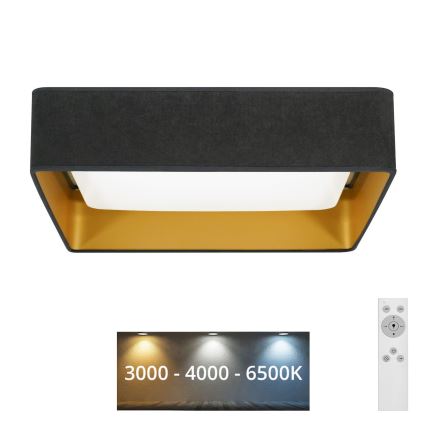 Brilagi - Dimmbare LED-Deckenleuchte VELVET SQUARE LED/24W/230V 3000/4000/6500K + Fernbedienung grau