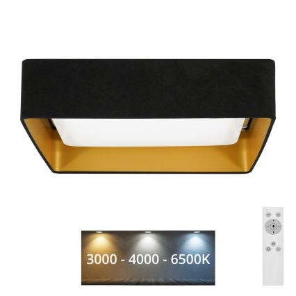 Brilagi - Dimmbare LED-Deckenleuchte VELVET SQUARE LED/24W/230V 3000/4000/6500K + Fernbedienung schwarz