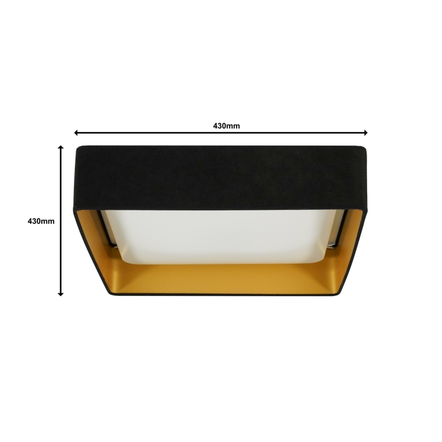 Brilagi - Dimmbare LED-Deckenleuchte VELVET SQUARE LED/24W/230V 3000/4000/6500K + Fernbedienung schwarz