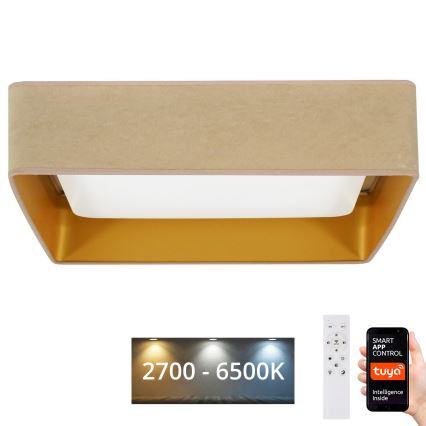 Brilagi - Dimmbare LED-Deckenleuchte VELVET SQUARE SMART LED/36W/230V 2700-6500K Wi-Fi Tuya + Fernbedienung beige