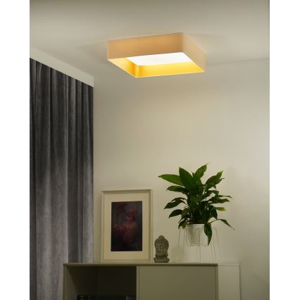 Brilagi - Dimmbare LED-Deckenleuchte VELVET SQUARE SMART LED/36W/230V 2700-6500K Wi-Fi Tuya + Fernbedienung cremefarben