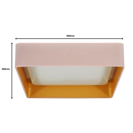 Brilagi - Dimmbare LED-Deckenleuchte VELVET SQUARE SMART LED/36W/230V 2700-6500K Wi-Fi Tuya + Fernbedienung rosa