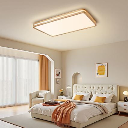 Brilagi - Dimmbare LED-Deckenleuchte MOLINA SQUARE LED/128W/230V 3000-6000K Eiche 90x60 cm + Fernbedienung