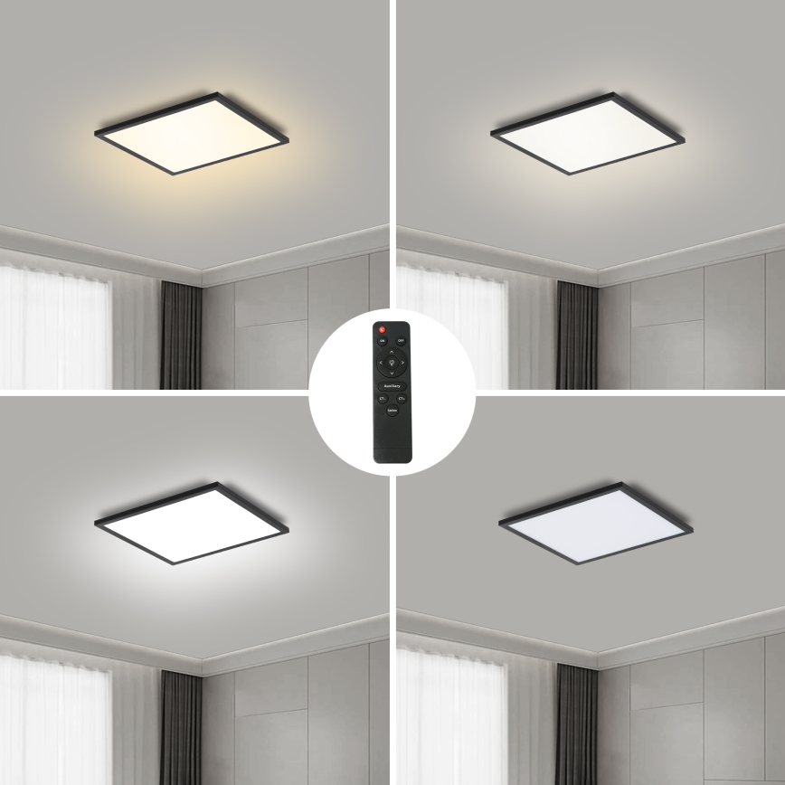 Brilagi - Dimmbare LED-Deckenleuchte SLIMFRAME LED/25W/230V 30x30 cm 3000-6000K schwarz + Fernbedienung