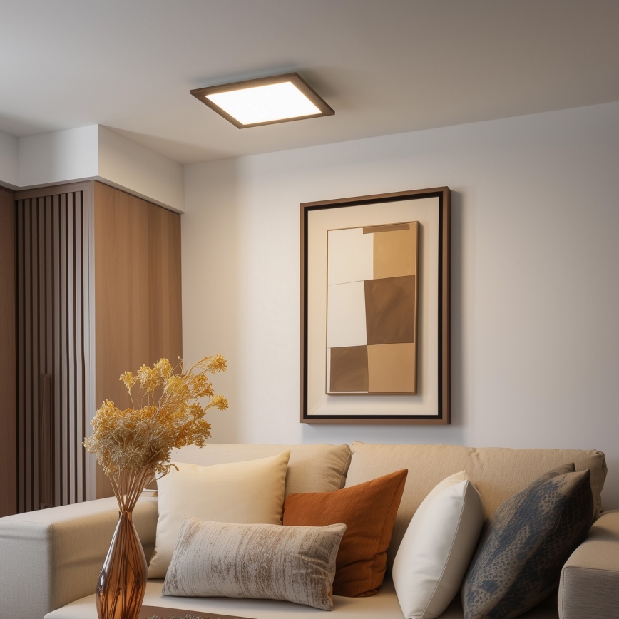 Brilagi - Dimmbare LED-Deckenleuchte SLIMFRAME WOOD LED/36W/230V 49,5x49,5 cm 3000-6000K Braun + Fernbedienung