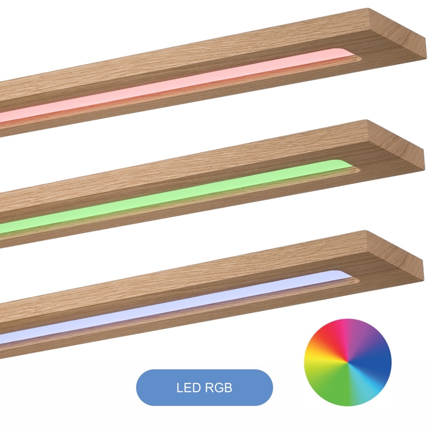Brilagi - Dimmbares LED-RGBW-Panel WOODY FRAME LED/34W/230V 11,5x123 cm 2700-6500K Eiche + Fernbedienung