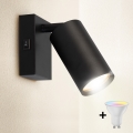 Brilagi - dimmbares LED-RGBW Wandspot mit Schalter SELE 1xGU10/4,8W/230V 3000K schwarz + Fernbedienung