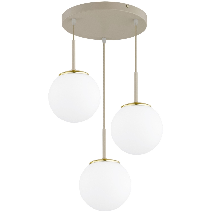 Brilagi - Dreiflammige Pendelleuchte an Kabeln MILO ECRU 3xE27/60W/230V beige/gold