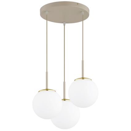 Brilagi - Dreiflammige Pendelleuchte an Kabeln MILO ECRU 3xE27/60W/230V beige/gold