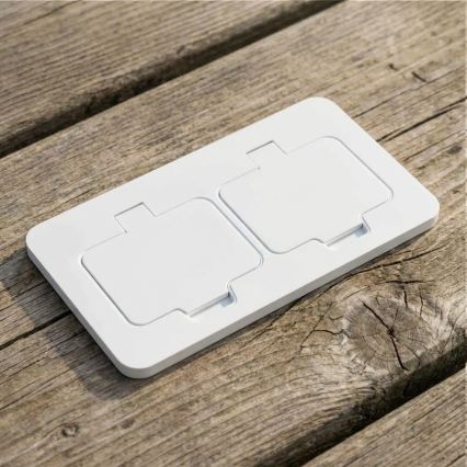 Brilagi – Einbau-Bodendose für den Außenbereich mit 2‑fach-Steckdose, IP55, weiß, rechteckig