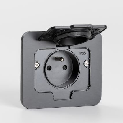 Brilagi - Einbau-Bodensteckdose für den Außenbereich IP55, schwarz, rechteckig