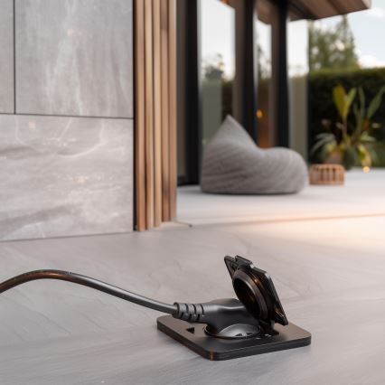 Brilagi - Einbau-Bodensteckdose für den Außenbereich IP55, schwarz, rechteckig