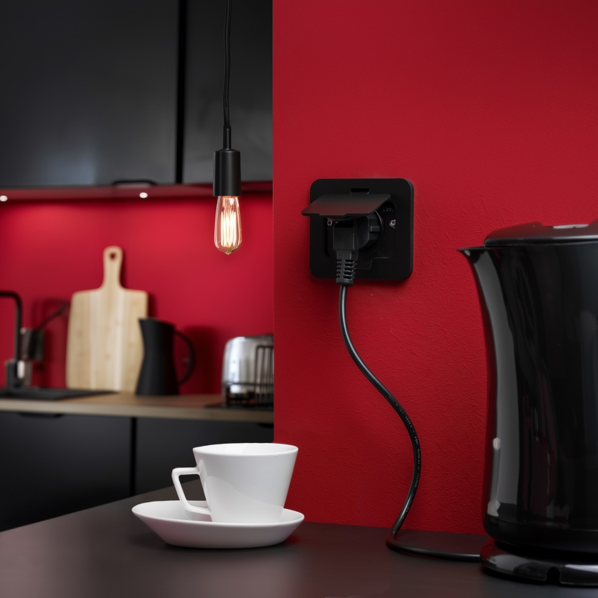 Brilagi - Einbau-Bodensteckdose für den Außenbereich IP55, schwarz, rechteckig