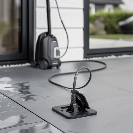 Brilagi - Einbau-Bodensteckdose für den Außenbereich IP55, schwarz, rechteckig