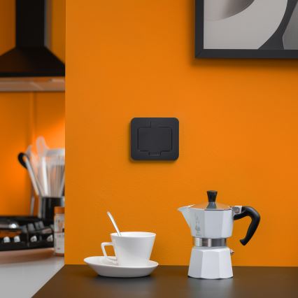 Brilagi - Einbau-Bodensteckdose für den Außenbereich IP55, schwarz, rechteckig