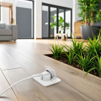 Brilagi - Einbaubodensteckdose für den Außenbereich IP55, weiß, rechteckig