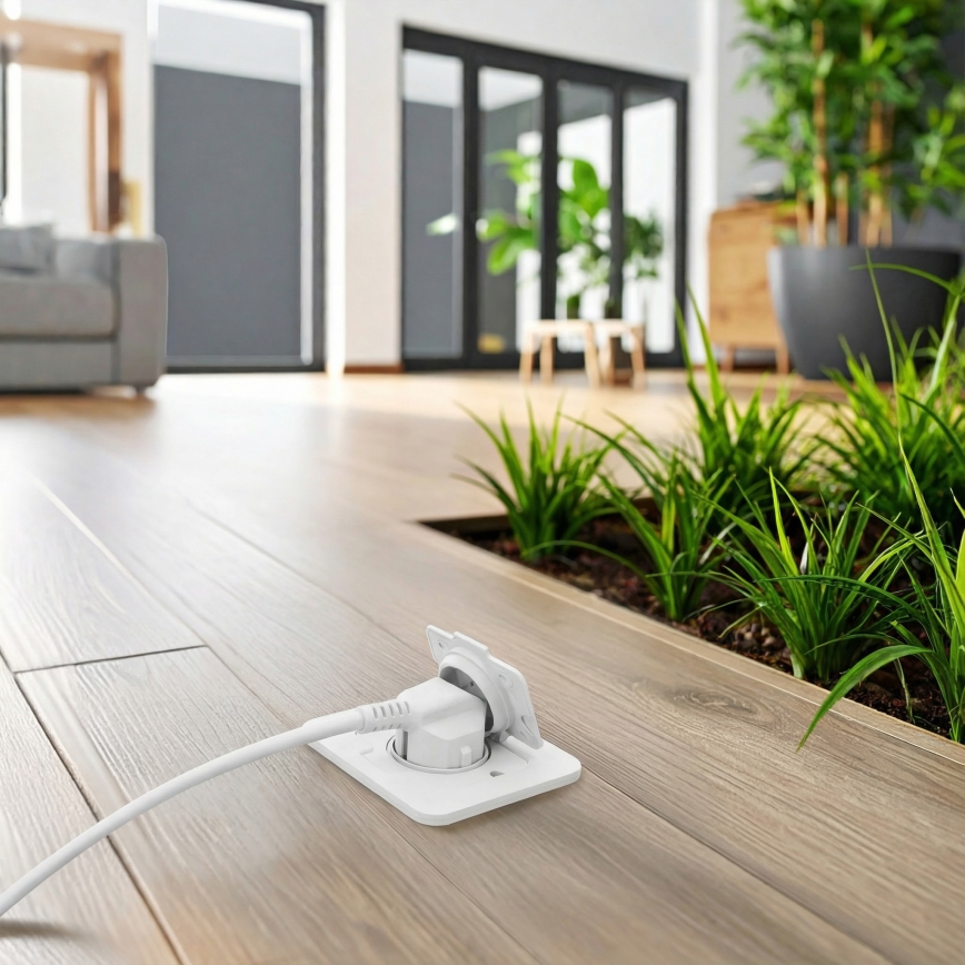 Brilagi - Einbaubodensteckdose für den Außenbereich IP55, weiß, rechteckig