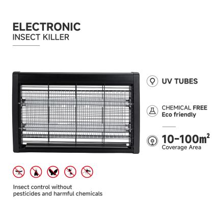 Brilagi - Elektrischer Insektenvernichter 2xUV/18W/230V für 100 m² schwarz