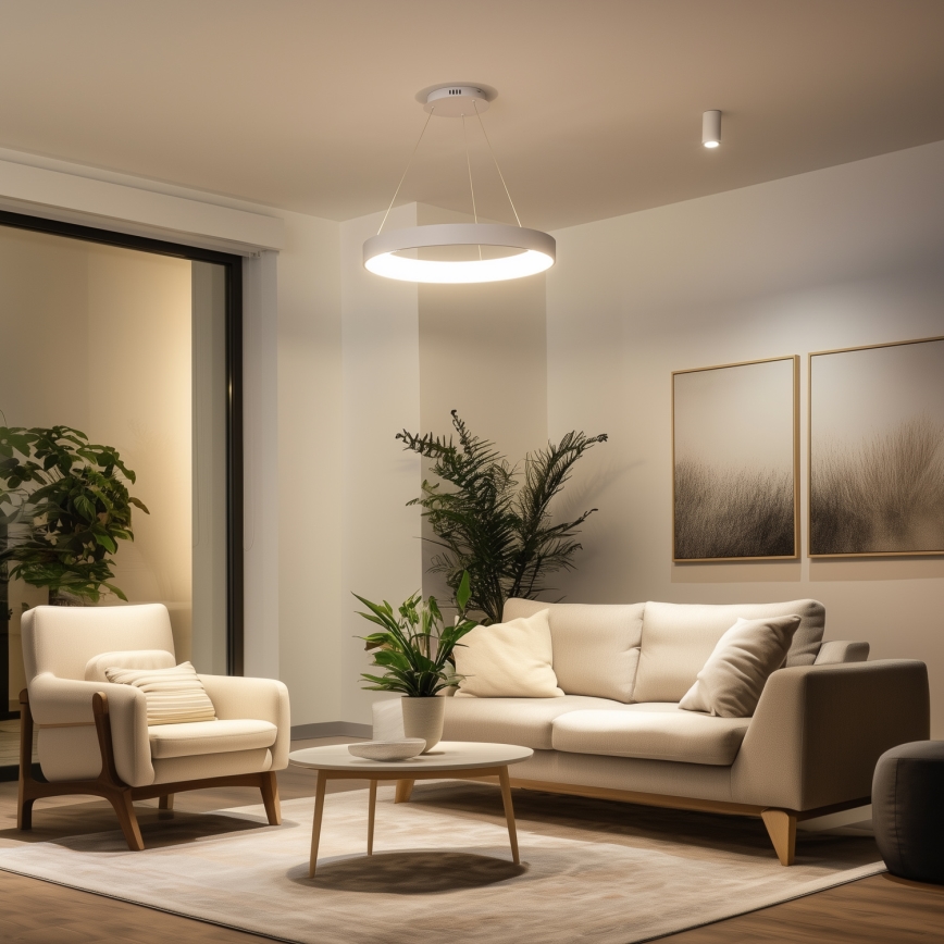 Brilagi - FALCON II LED-dimmbare Pendelleuchte mit Seilabhängung LED/99W/230V 3000-6500K Ø 60 cm weiß + Fernbedienung