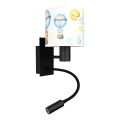 Brilagi - Flexible LED-Kinder-Wandleuchte BOBO 1xE27/25W/230V + LED/3W schwarz/weiß/Tiermotive