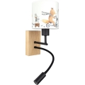 Brilagi - Flexible LED-Kinder-Wandleuchte BOBO WOOD 1xE27/25W/230V + LED/3W Eiche/Schwarz/Weiß/Tiermotive
