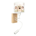 Brilagi - Flexible LED-Kinder-Wandleuchte BOBO WOOD 1xE27/25W/230V + LED/3W Eiche/Weiß/Rosa/Feen