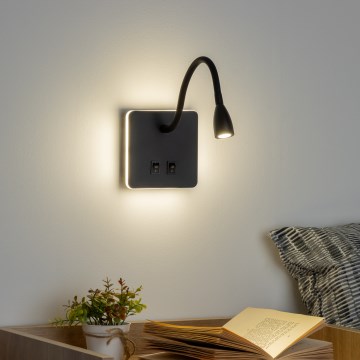 Brilagi - Flexible LED-Wandleuchte MAYA Double LED/4W/230V + LED/3W schwarz