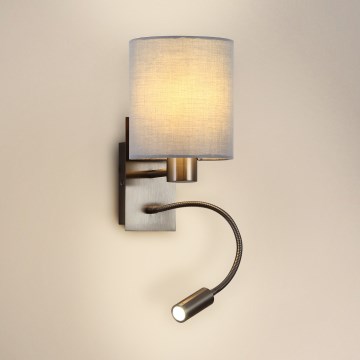 Brilagi - Flexible LED-Wandleuchte NUBILA 1xE27/25W/230V + LED/3W matt Chrom/grau