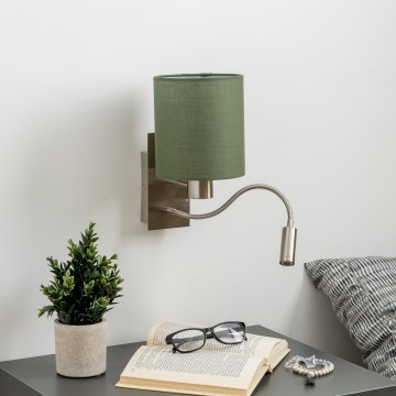 Brilagi - Flexible LED-Wandleuchte NUBILA 1xE27/25W/230V + LED/3W matt Chrom/grün