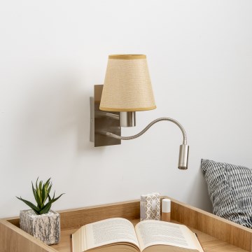 Brilagi - Flexible LED-Wandleuchte NUBILA 1xE27/25W/230V + LED/3W matt Chrom/hellbraun