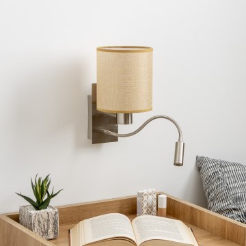 Brilagi - Flexible LED-Wandleuchte NUBILA 1xE27/25W/230V + LED/3W matt Chrom/hellbraun