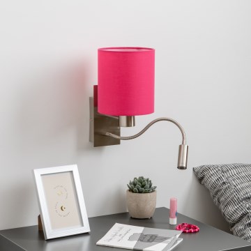 Brilagi - Flexible LED-Wandleuchte NUBILA 1xE27/25W/230V + LED/3W matt Chrom/pink