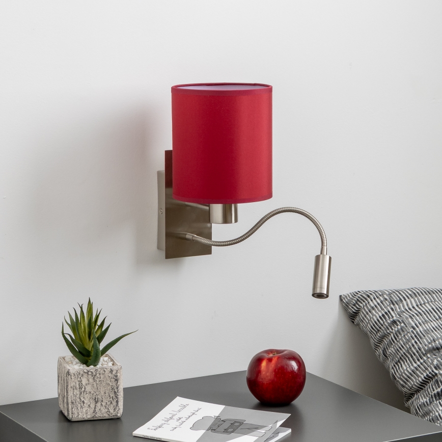 Brilagi - Flexible LED-Wandleuchte NUBILA 1xE27/25W/230V + LED/3W matt Chrom/Pompejanisch rot