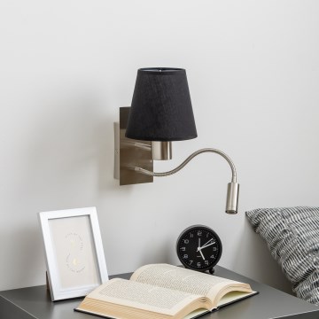 Brilagi - Flexible LED-Wandleuchte NUBILA 1xE27/25W/230V + LED/3W matt Chrom/schwarz