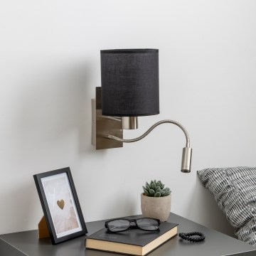 Brilagi - Flexible LED-Wandleuchte NUBILA 1xE27/25W/230V + LED/3W matt Chrom/schwarz