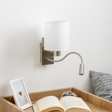 Brilagi - Flexible LED-Wandleuchte NUBILA 1xE27/25W/230V + LED/3W matt Chrom/weiß