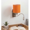 Brilagi - Flexible LED-Wandleuchte NUBILA 1xE27/25W/230V + LED/3W mattchrom/orange