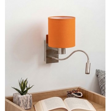 Brilagi - Flexible LED-Wandleuchte NUBILA 1xE27/25W/230V + LED/3W mattchrom/orange