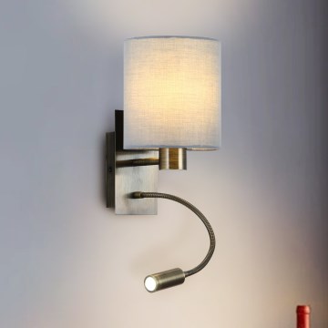 Brilagi - Flexible LED-Wandleuchte NUBILA 1xE27/25W/230V + LED/3W Messing/cremefarben