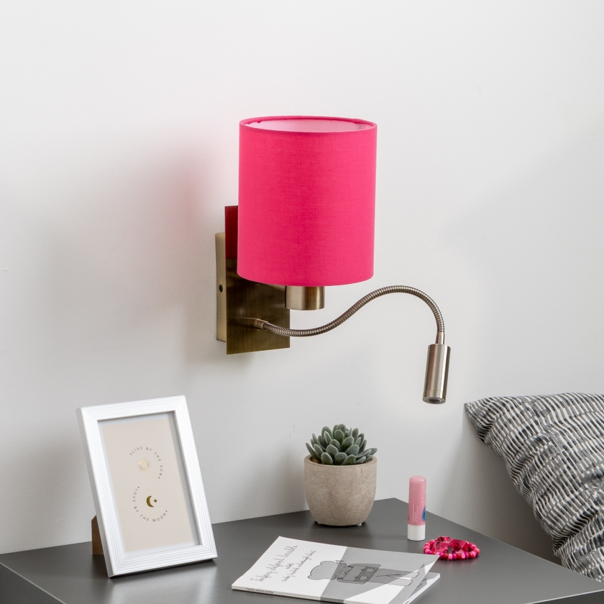 Brilagi - Flexible LED-Wandleuchte NUBILA 1xE27/25W/230V + LED/3W Messing/pink