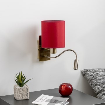 Brilagi - Flexible LED-Wandleuchte NUBILA 1xE27/25W/230V+LED/3W Messing/Pompejanisch rot