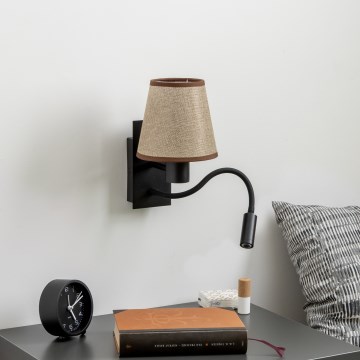Brilagi - Flexible LED-Wandleuchte NUBILA 1xE27/25W/230V + LED/3W schwarz/braun