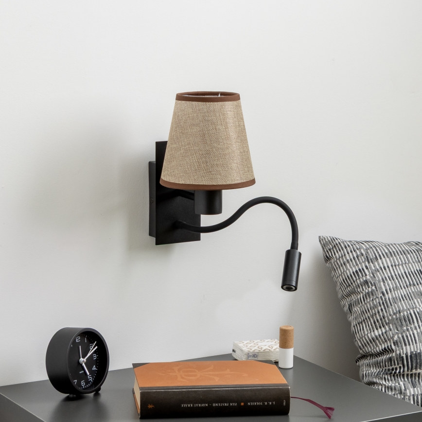 Brilagi - Flexible LED-Wandleuchte NUBILA 1xE27/25W/230V + LED/3W schwarz/braun