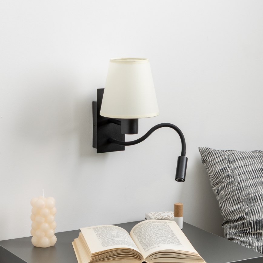 Brilagi - Flexible LED-Wandleuchte NUBILA 1xE27/25W/230V + LED/3W schwarz/cremefarben