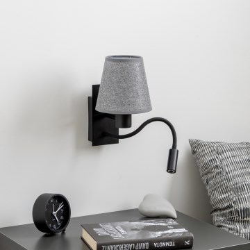Brilagi - Flexible LED-Wandleuchte NUBILA 1xE27/25W/230V + LED/3W schwarz/grau