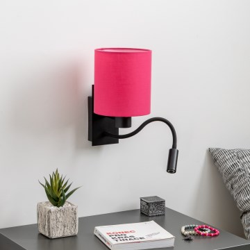 Brilagi - Flexible LED-Wandleuchte NUBILA 1xE27/25W/230V + LED/3W schwarz/rosa