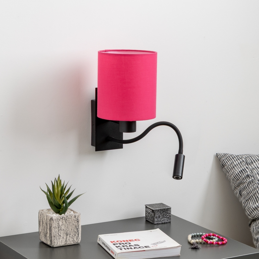 Brilagi - Flexible LED-Wandleuchte NUBILA 1xE27/25W/230V + LED/3W schwarz/rosa